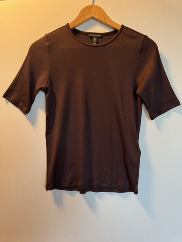 Eileen Fisher Cassis Organic Cotton Ribbed Crew Neck Shirt Size Small NWOT