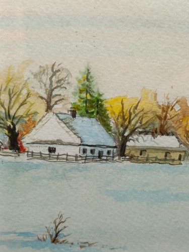 Vintage Signed Watercolor Yorkshire Dales Church in Winter Countryside Framed - Picture 10 of 17