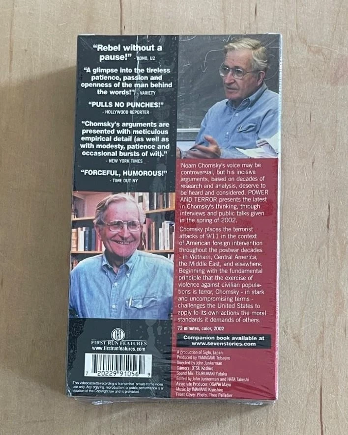POWER AND TERROR: NOAM CHOMSKY IN OUR TIMES (2002) Sealed VHS Politics Documenta - Image 3 of 4