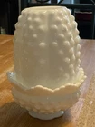 Vintage Fenton White Hobnail Milk Glass Candle Fairy Lamp MINT
