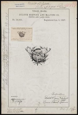 Duluth Brewing and Malting Co. for Moose head logo brand Porter and Lager Beer