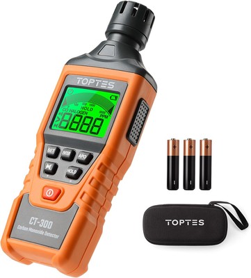 TOPTES CT-300 CO Detektor Tragbar 0 bis 5000PPM Display Batterie Camping Orange