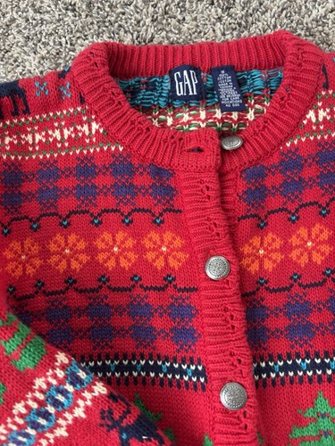 Gap Unisex Thick Cotton Christmas Cardigan Youth Small - Picture 10 of 10