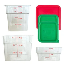 Cambro Containers with Lids. Food Storage Clear Polycarbonate 2 qt, 4 qt & 6 ...
