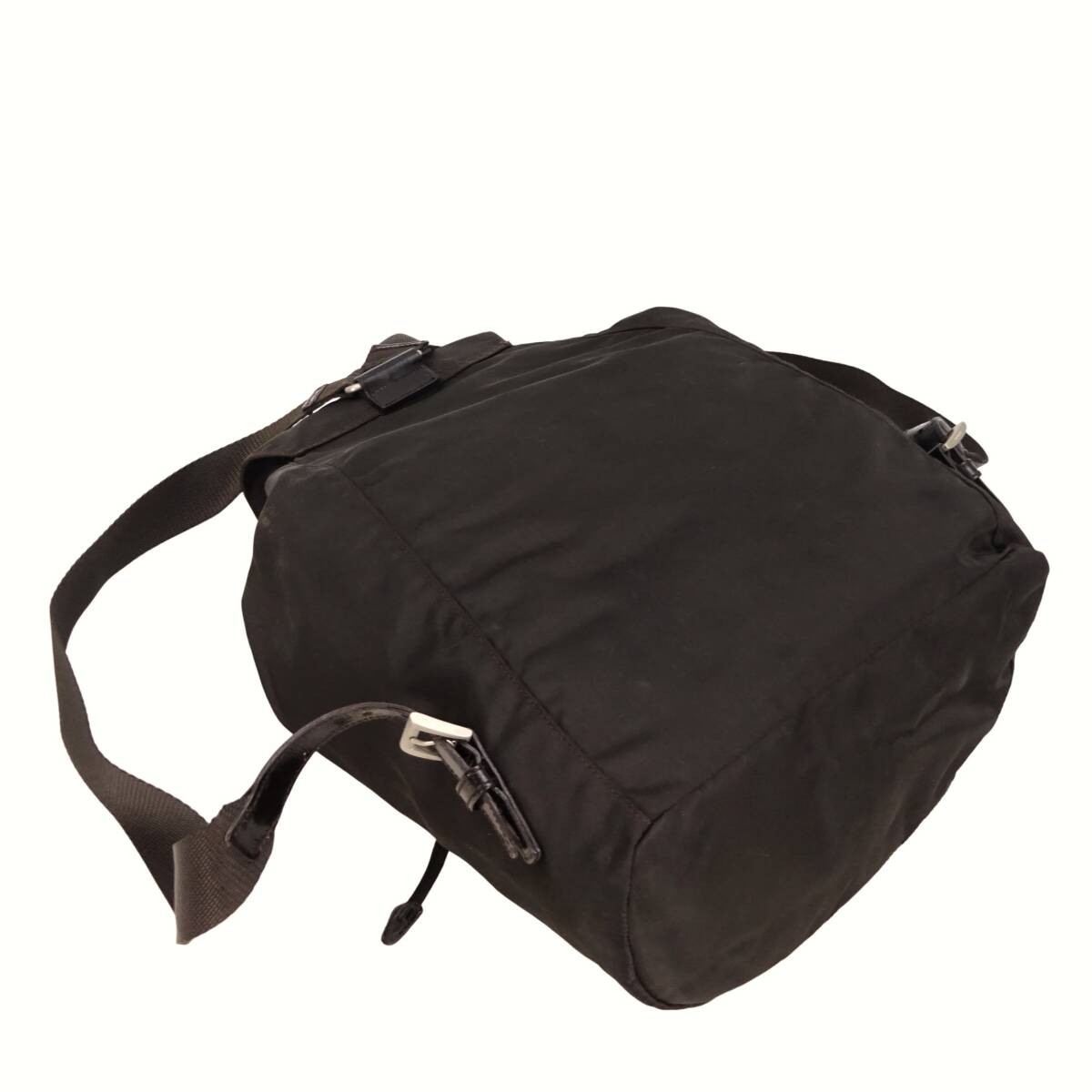 PRADA Tessuto Backpack Triangle Logo Brown Nylon Leather Backpack Day Bag from thumbnail 5