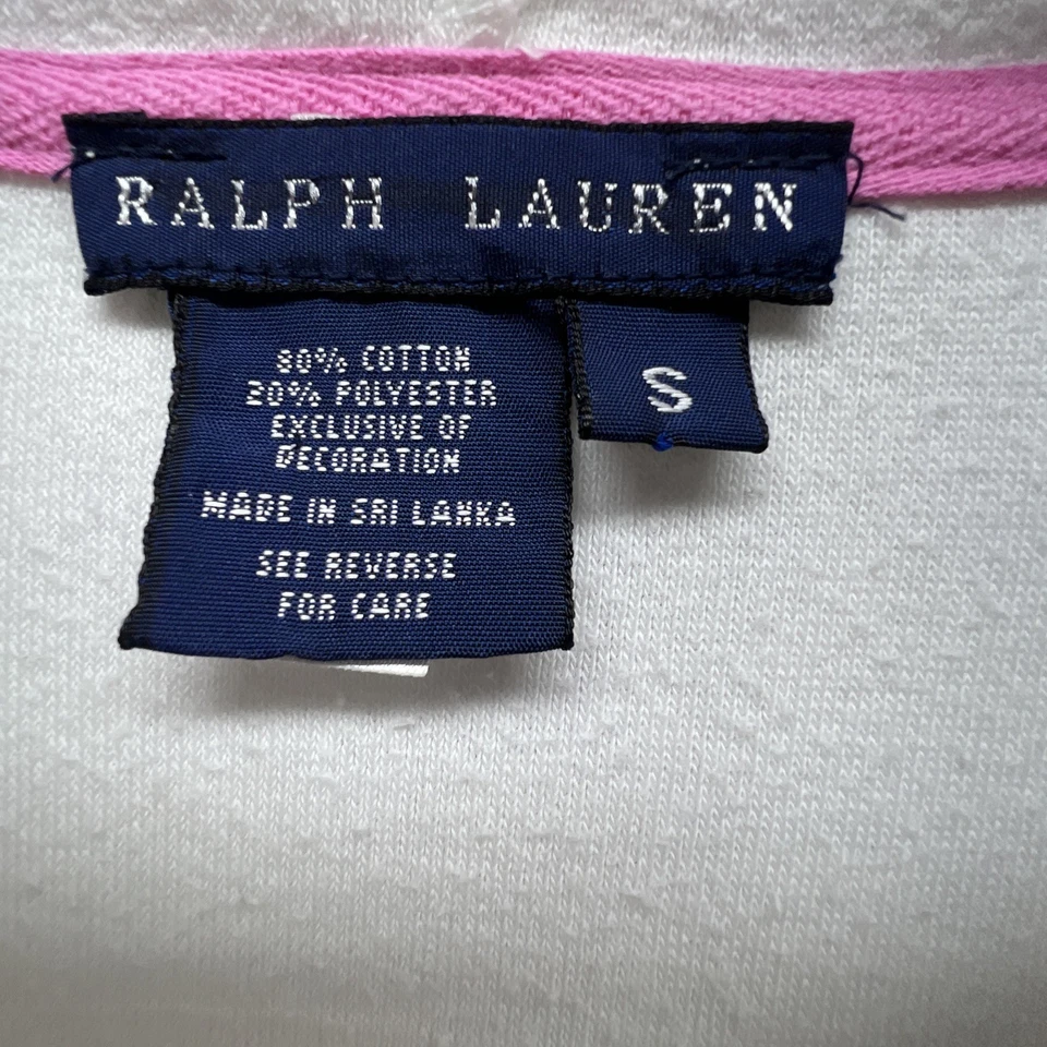 Vtg Ralph Lauren Hooded Swim Cover Up Terry Towel S White Pink Pony - Image 3 of 4
