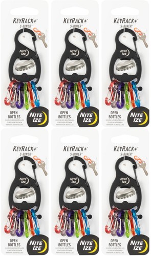 Nite Ize KeyRack+ w/ Plastic Mini S-Biners - Black (6-Pack) - 第 1/3 張圖片