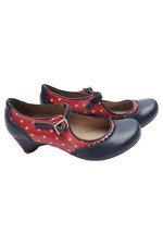 Damen Mary Jane Pumps Gr. 36 Rot Blau Polka Dots Vintage Retro Riemchen