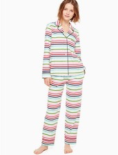 Kate Spade Size SMALL Striped Flannel PJ Two Piece Set Pajamas Cozy Warm Winter