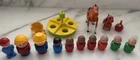 Vintage Fisher Price Wooden Little People, Chicken, Dog, Horse Merry Go Round