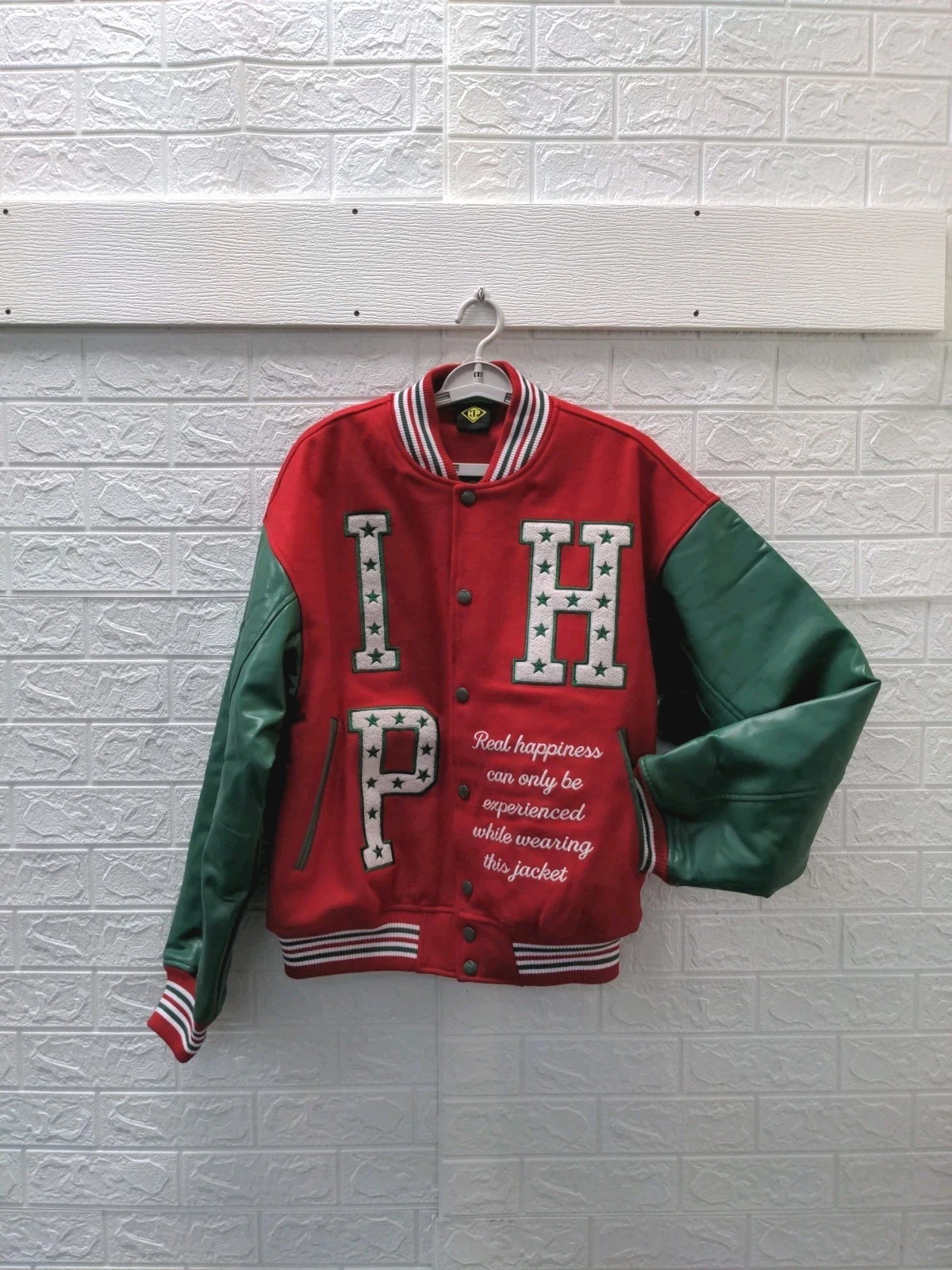 New I'm Happy Promise Men's Happy All-star Varsity Jacket Sz L image 1