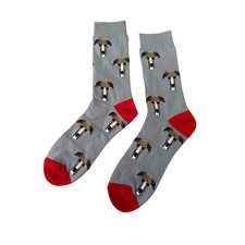 WHIPPET GREY SOCKS WITH RED HEEL AND TOE DOG LOVER GIFT UNISEX COTTON BLEND