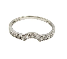 925 Sterling Silver  Vintage Prong Set Topaz Dark Tone Band Ring Sz 9  RG15709