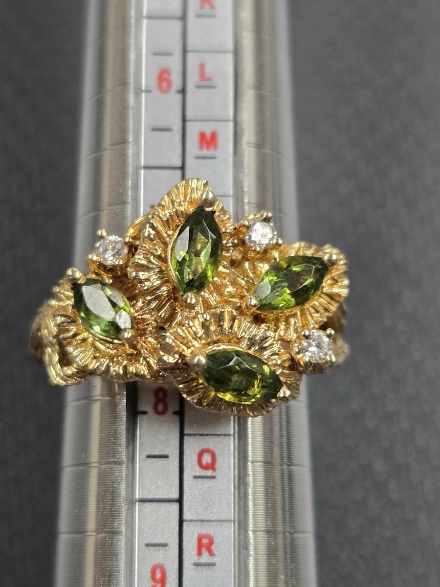 Bague péridot en or laminé 14 carats, vintage des années 1990
