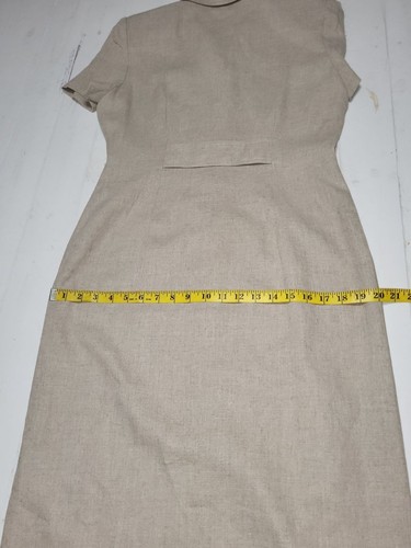 1980's Dress Beige Linen Rayon Maxi Sz 10 Maggie London full button front lined - Picture 9 of 11