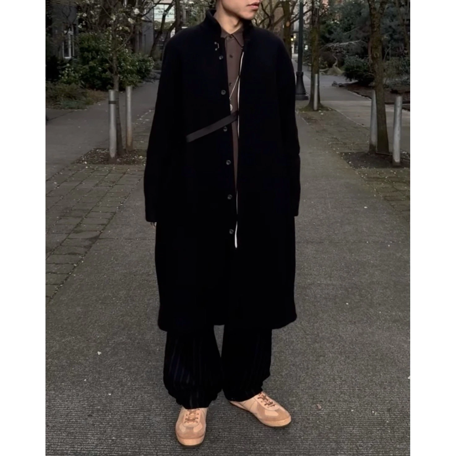 Suzuki Takayuki stand fall collar coat black men's size S M Auralee wool Japan - product detail image 9