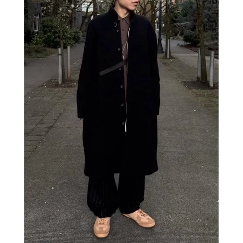 Suzuki Takayuki stand fall collar coat black men's size S M Auralee wool Japan image 9