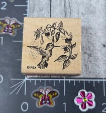 PSX Designs Hummingbird Flowers Leafy Ivy Rubber Stamp Wood #U74