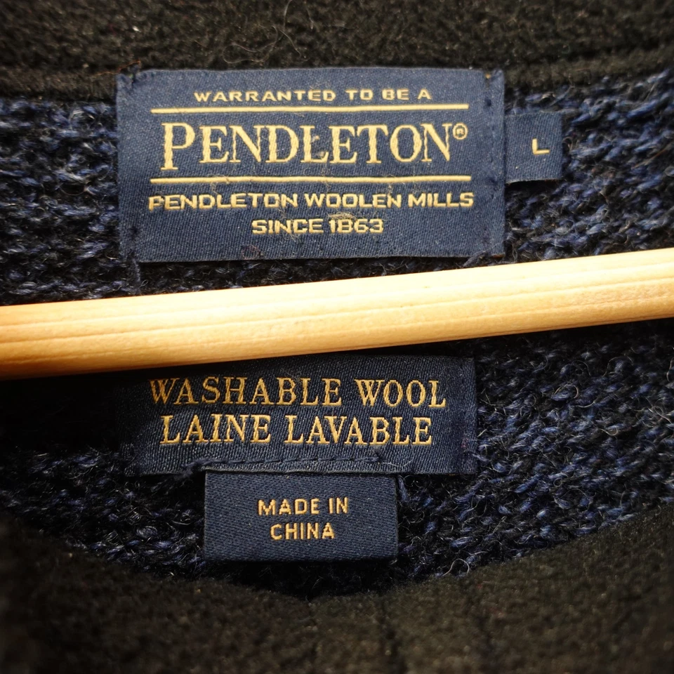 PENDLETON Shetland Wool Sweater Mens M Blue Waffle Knit Washable Full Zip Jacket - Image 4 of 4