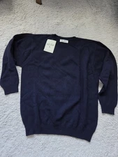 Peter Scott Made In Scotland 100% Lambswool Sweater Navy Blue Size Small