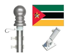 Mozambique 3'x5' Polyester Flag & Spinner Flagpole Set w/Adjustable Bracket