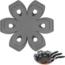 BYKITCHEN Pot and Pan Protectors, Set of 6 3 Different Gray-6pcs-flower 