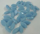 36 Vintage Milk Glass Navette Rhinestones Lt.Blue TTC Top PB, 10x5mm B5-5