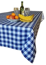 Tektrum 60"X102" Rectangular Tablecloth - Heavy Duty Fabric - Blue/White Checker