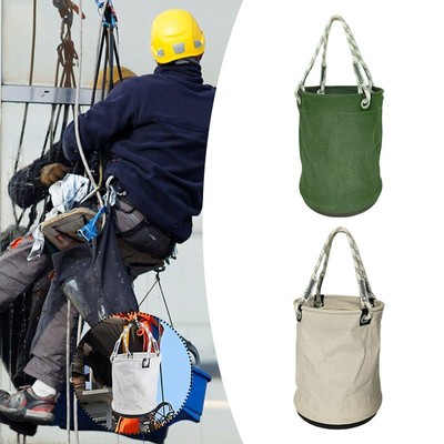 Canvas Bucket with PP Base Foldable Multipurpose Reusable Tool Organizer