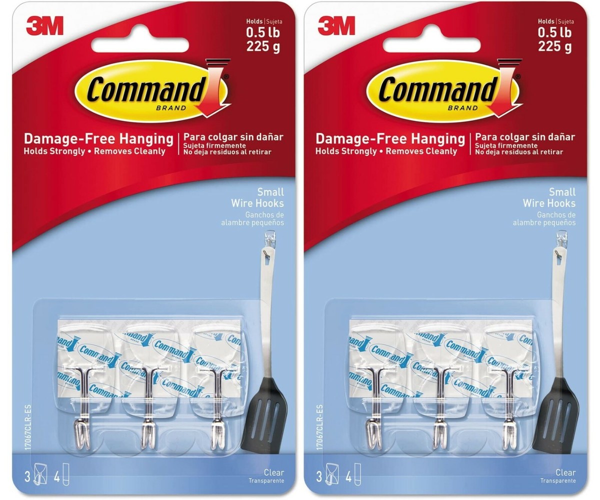 Command Clear Hooks Strips Plastic/Wire Small Hooks Strips