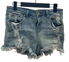 Almost Famous Straight Junoirs Distressed Denim Shorts Size 7
