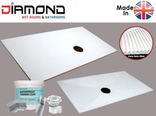 Wet Room Viny Floor Stone Shower Tray Walk In Complete Kit 1350x850x22mm D5