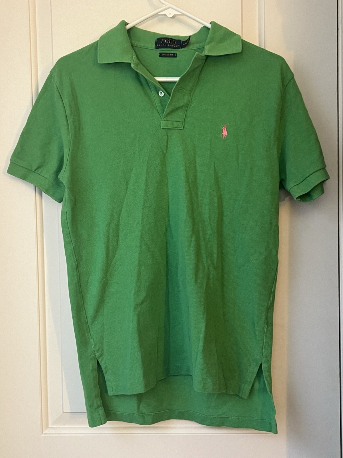 Polo Ralph Lauren camicia verde rosa pony manica corta polo classica taglia small