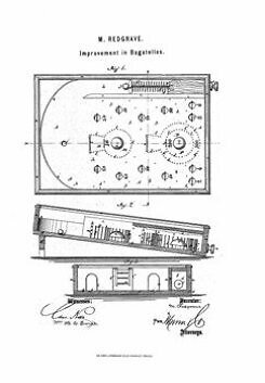 US Patent Print Redgrave Improved Bagatelle Pinball 1870's Document