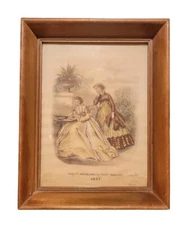1847 Hand Colored Lithograph Print, Gooey's Americanized Paris Fashions