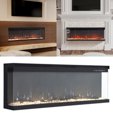 60" Electric Fireplace Insert Wall Recesse LED Fireplace 3-Side Glass Inset Fire