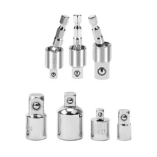 7PC Socket Adapter Set Universal Joint Swivel 1/4" 3/8" 1/2" Reducer Converter