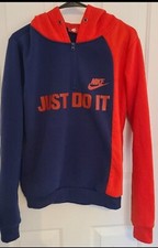 Nike Just Do It Red And Blue Sweatshirt Hoodie Size Small