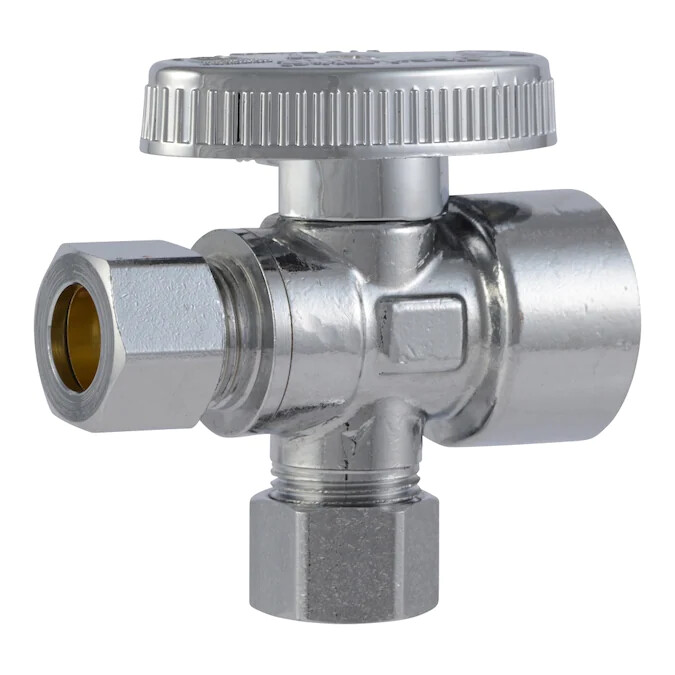 SharkBite Brass 1/2-in FIP x 3/8-in OD Compression Quarter Turn Dual Outlet Vale