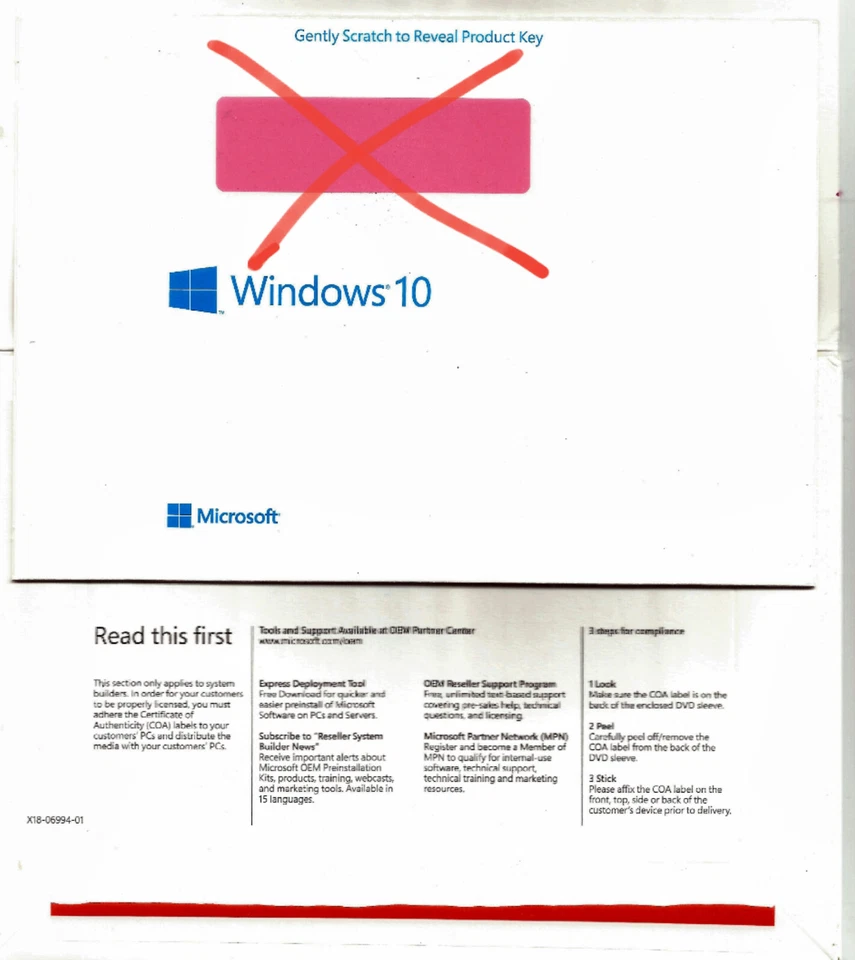 Microsoft Windows 10 PRO 64-bit Vollversion DVD Englisch FQC-08929 OHNE LIZENZ! - Bild 2 von 2