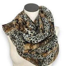 Infinity Scarf Oversize Gauzy Leopard Print Animal Pattern Casual Women Large
