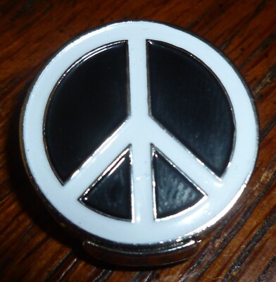 Peace Sign Black & White 1'' Golf Ball Marker 2 sided & Hat Clip