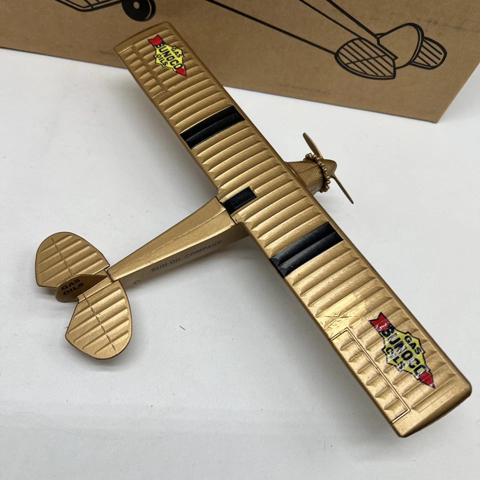 Vintage Rare gold Toy Airplane Model Gold Sunoco Gasoline Motor Oil. - Image 2 of 4
