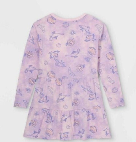 Disney Princesses NEW♈Girl's Printed knit Dress size S~Lilac/blue birds/rose - Foto 5 di 5