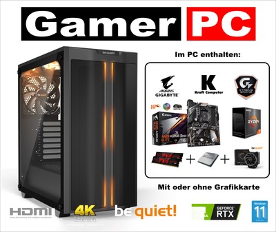 Gaming PC AMD Ryzen 7 5700X (8x4,6GHz) + 16GB DDR4 + 1TB SSD + RTX 3050 6GB