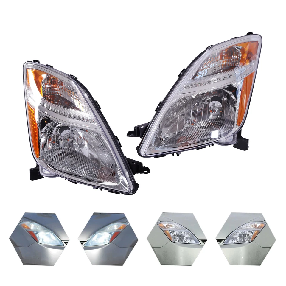 Pair Headlamps For Toyota Prius 2004 2005 2006 Left & Right Headlights Halogen Foto 2 de 4