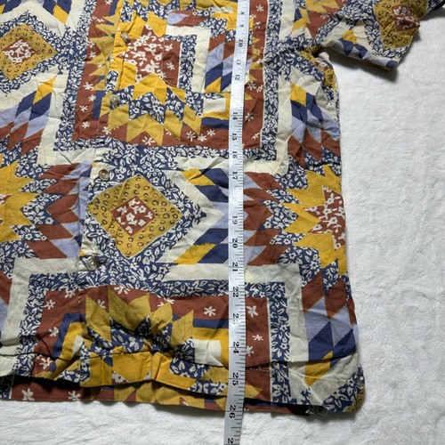 Urban Outfitters Bandana Shirt Geometric Quilt Print Short Sleeve Button Up Sz S - Imagen 3 de 6