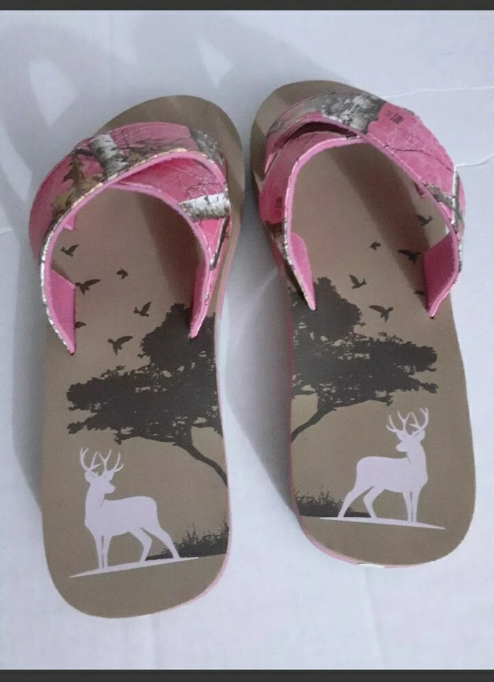 Sandalias para mujer Realtree 9/10 grandes/XL deslizables nuevas con etiquetas rosa camufladas Foto 3 de 4