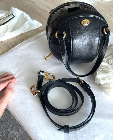 Gucci Puma Lux Energy Black Zip Small Gold Round Basketball Handbag Bag New