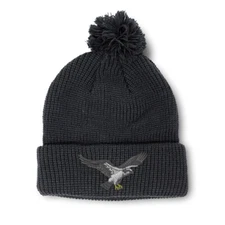 Pom Pom Beanies for Women Osprey Embroidery Birds Winter Hats for Men Skull Cap